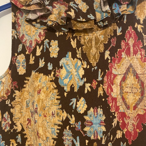 Ralph Lauren Brown Multicolor Ruffle Blouse, classic top - Picture 4 of 7